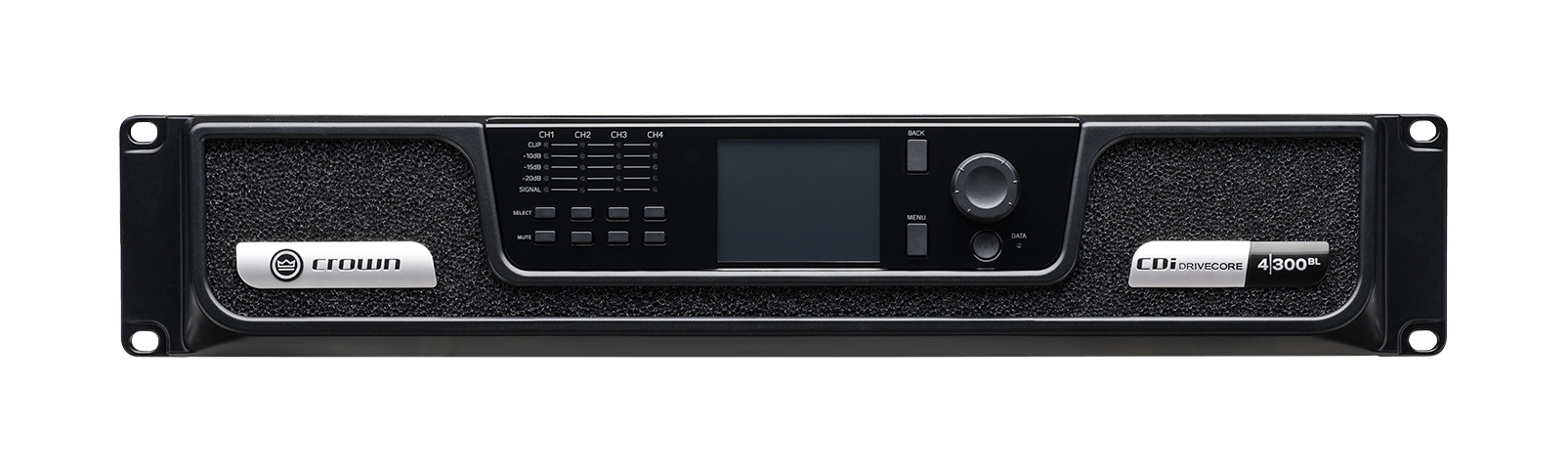 Amplificador analógico com BLU Link, 4 canais, 300W por canal de saída