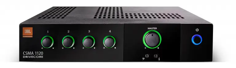 Mixer/amplificador com 4 entradas, 1 canal de 120W de saída 