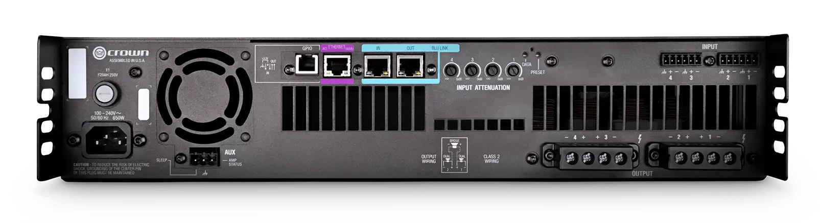 Amplificador analógico de 4 canais, 600 W a 4 Ω, 70 V/100 V por canal de saída com BLU Link e Network - Imagem 2