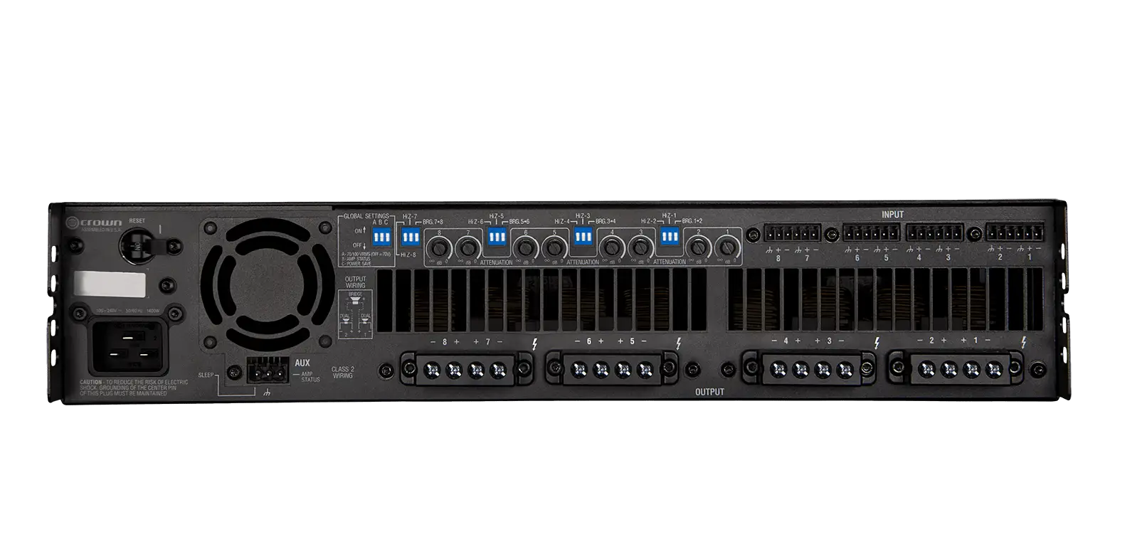 Amplificador analógico de 8 canais, 600 W a 4 Ω, 70 V/100 V por canal de saída - Imagem 2