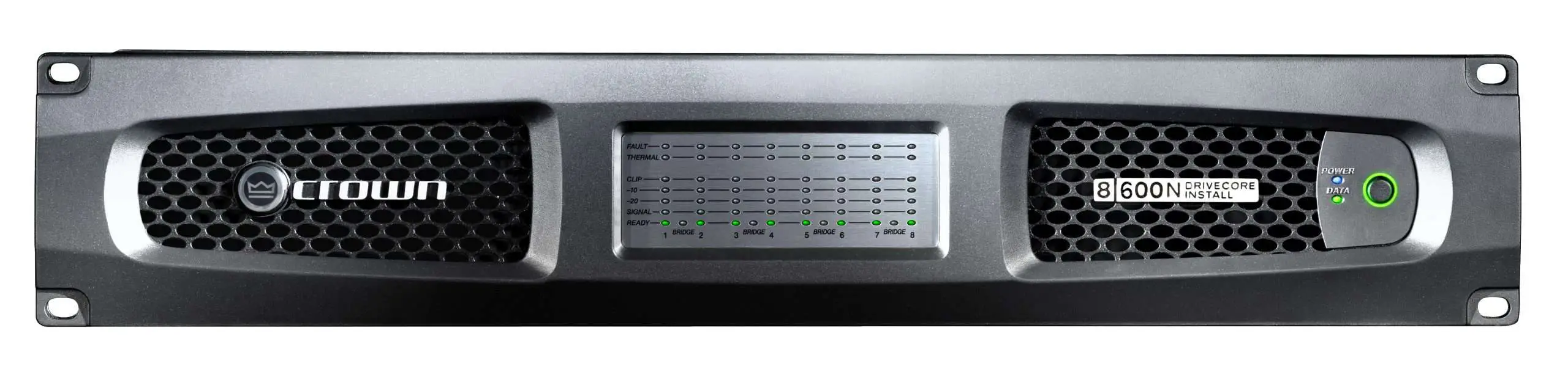 Amplificador analógico de 8 canais, 600 W a 4 Ω, 70 V/100 V por canal de saída com BLU Link e Network