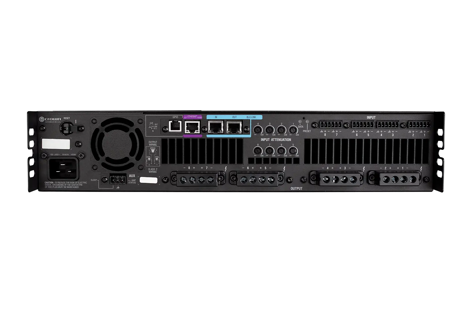 Amplificador analógico de 8 canais, 600 W a 4 Ω, 70 V/100 V por canal de saída com BLU Link e Network - Imagem 2