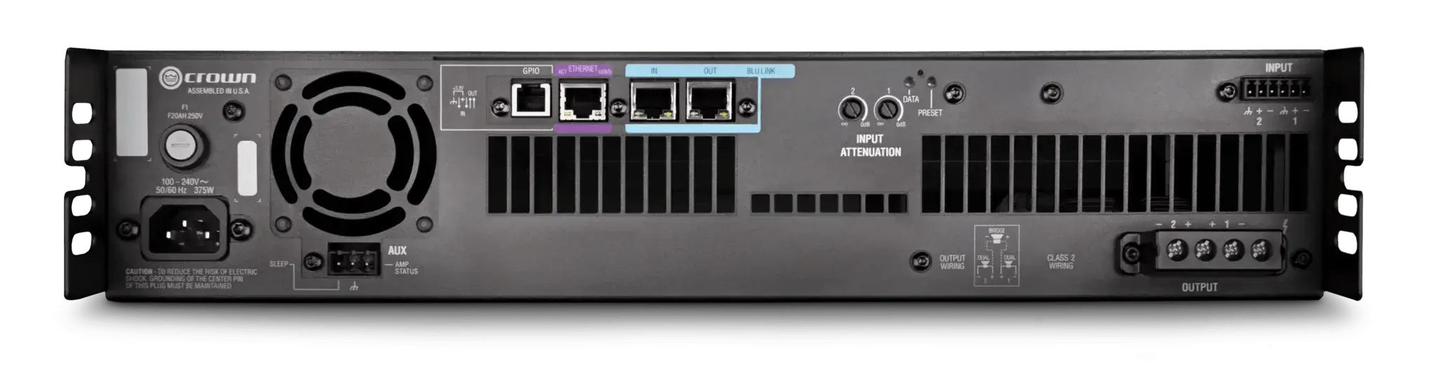 Amplificador de potência de dois canais, 600 W a 4 Ω, 70 V/100 V por canal de saída com BLU Link e Network - Imagem 2